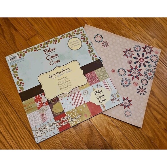 Lot Of 2 Books Recollections Holiday Theme Scrapbook Paper 12” X 12” 69 Sheets - Picture 1 of 5